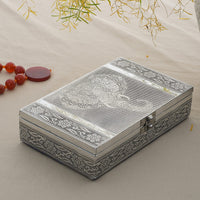 ADI'S EXCLUSIVE DEAL Aluminum Oxidized Elephant Face Pattern Half Empty and Half Ring Storage Jewelry Box with Anti Scratch Protection Interior