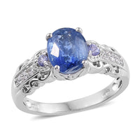 Kashmir Kyanite and Multi Gemstone Ring in Platinum Over Sterling Silver (Size 8) 3.50 ctw
