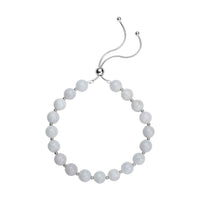 White Jade Beaded Bolo Bracelet in Sterling Silver 70.00 ctw