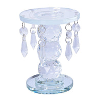 White 3 Ball Chandelier Pillar Crystal Candle Holder Stand (3.14"x4.92")