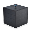 Black Faux Leather 4 Tier Stackable Jewelry Organizer with Mirror Lid (8.5 in) - Sticky add to cart bar