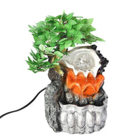 Multi Color Jungle Water Fountain with LED Lights and Glass Ball Flower Pot (7x5.5x12)