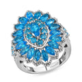 Malgache Neon Apatite Ring in Platinum Over Sterling Silver 3.90 ctw - Sticky add to cart bar