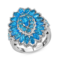 Malgache Neon Apatite Ring in Platinum Over Sterling Silver 3.90 ctw
