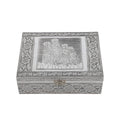 Aluminium Oxidized Elephant Family Embossed Movable Tray Jewelry Box - Sticky add to cart bar