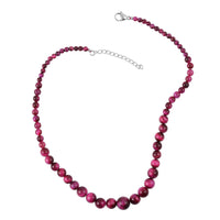 South African Purple Tiger's Eye (D) 4-12mm Beads Necklace 18-20 Inches in Stainless Steel 176.50 ctw