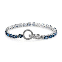 London Blue Topaz and Multi Gemstone Tennis Bracelet in Platinum Over Sterling Silver (8.00 In) 23.61 ctw