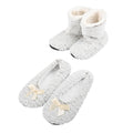 HOMESMART Light Gray Microfiber Faux Fur, Sherpa Booties and Matching Ballerina Slippers (Women's Size 5-10) - Sticky add to cart bar