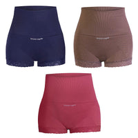 Set of 3 SANKOM Patent Classic Lace Breif Shaper - S/M | Navy, Cocoa, and Rose