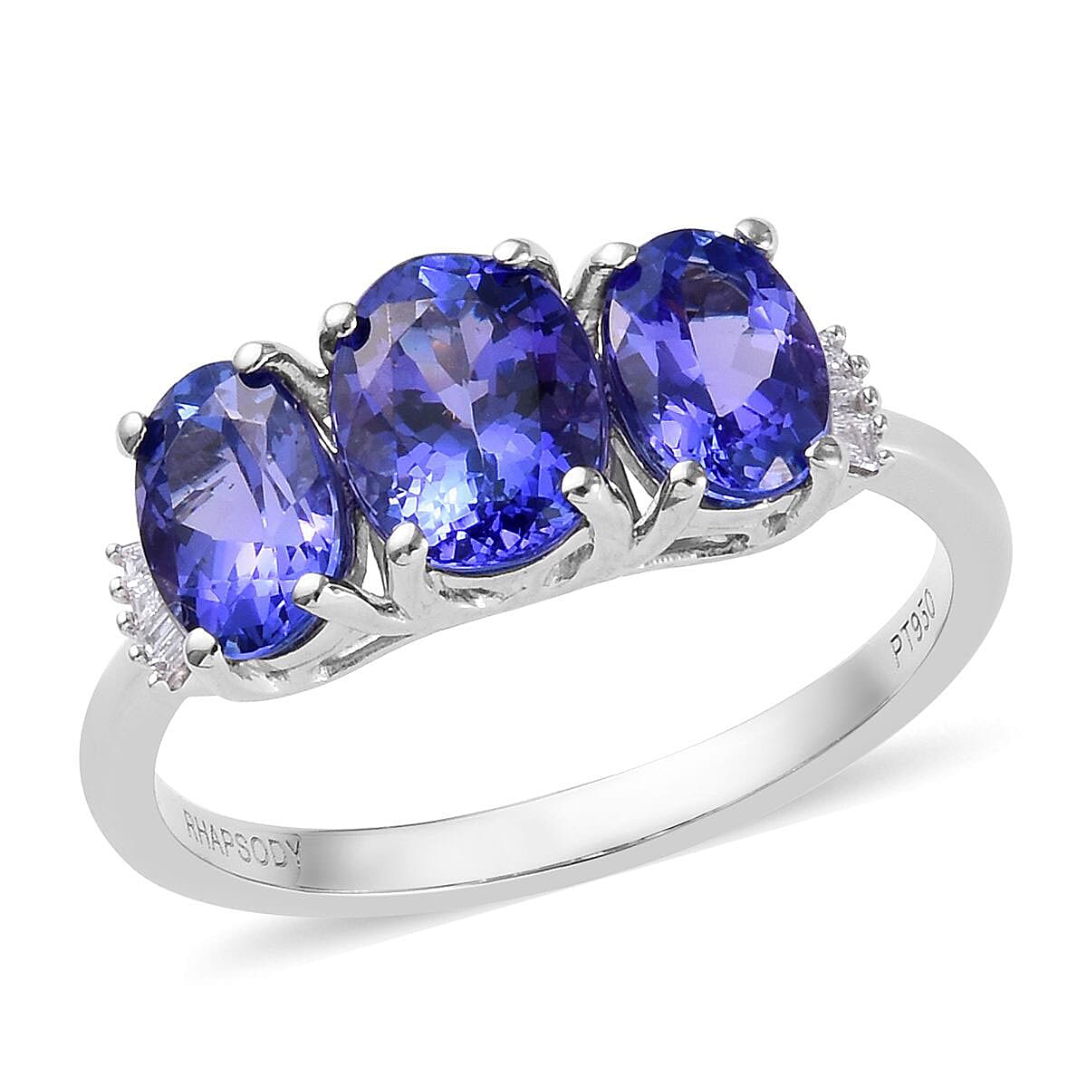 Rhapsody 3.05 ctw AAAA Tanzanite and Diamond E-F VS2 Ring in 950 Platinum 4.73 Grams (Size 8.0)