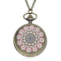 STRADA Japanese Movement Pink Flower Pattern Rotating Pocket Watch in Goldtone With Chain (32 in) - Sticky add to cart bar