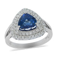 LIMITED EDITION 2.84 ctw Ceylon Blue Sapphire and Diamond G-H I1 Ring in 14K White Gold 4.76 Grams - Sticky add to cart bar
