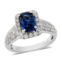 LIMITED EDITION 2.80 ctw Ceylon Blue Sapphire and Diamond Ring in 14K White Gold 4.71 Grams