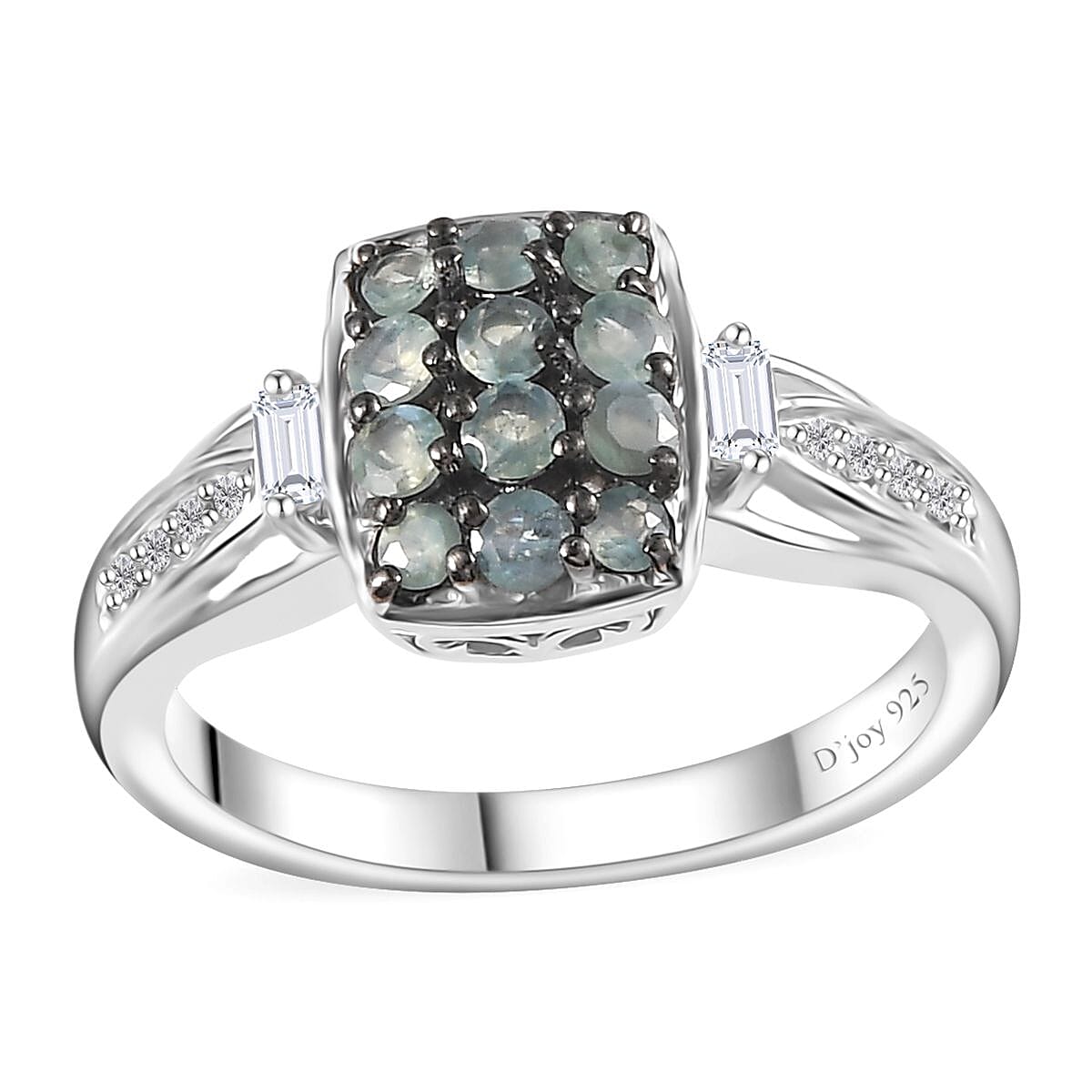Narsipatnam Alexandrite and White Zircon Ring in Black Rhodium and Platinum Over Sterling Silver (Size 10.0) 0.80 ctw