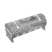 Hand Embossed Oxidized Round Wooden Bangle Box With Scratch Protectopn Interior (10x3.75x 3.75)
