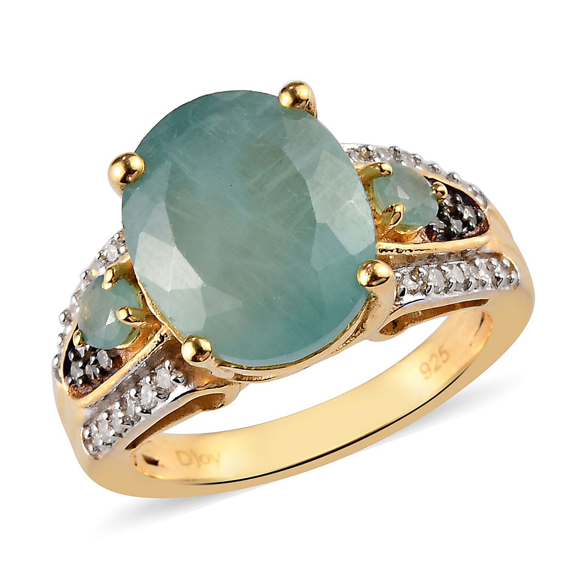 Grandidierite, Natural Champagne and White Diamond Ring in Vermeil Yellow Gold Over Sterling Silver (Size 9.0) 5.65 ctw