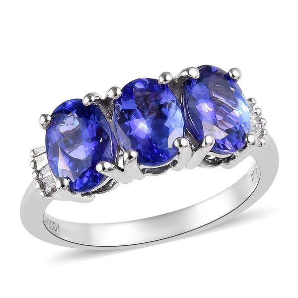 Rhapsody 950 Platinum AAAA Tanzanite and E-F VS2 Diamond Accent Ring (Size 6) 4.47 Grams 2.60 ctw - Product card gallery slide 1 (9431094919423)