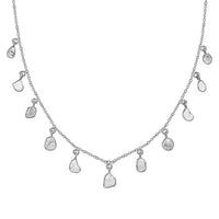 Artisan Crafted 2 ctw Polki Diamond Necklace 18-20 Inch in Platinum Over Sterling Silver
