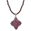 Sterling Silver| Elongated Pendant| Flower Pendant| Beaded Necklace 129.20 ctw (20 Inches) - Sticky add to cart bar