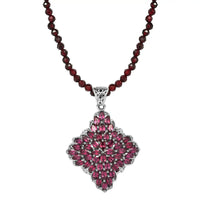 Sterling Silver| Elongated Pendant| Flower Pendant| Beaded Necklace 129.20 ctw (20 Inches)