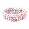 Purple Freshwater Pearl Three Row Beaded Stretch Bracelet - Sticky add to cart bar