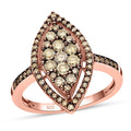 Natural Champagne Diamond Marquise Shape Ring in Rhodium & Vermeil Rose Gold Over Sterling Silver 1.00 ctw - Sticky add to cart bar