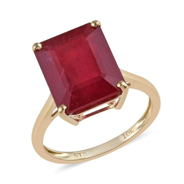 LUXORO AAA Niassa Ruby Solitaire Ring in 10K Yellow Gold (Size 9.0) 8.70 ctw - Product card gallery slide 1 (9431084564735)