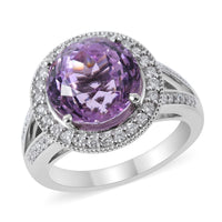 Rhapsody 950 Platinum AAAA Pratroke Kunzite, Diamond Ring (Size 8.0) (8.98 Grams) 5.40 ctw