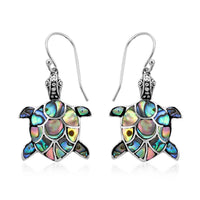 Sponge Coral Turtle Earrings in Sterling Silver