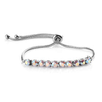 Mother's Day Special Karis Aurora Borealis Crystal Bolo Bracelet in Platinum Bond and Stainless Steel