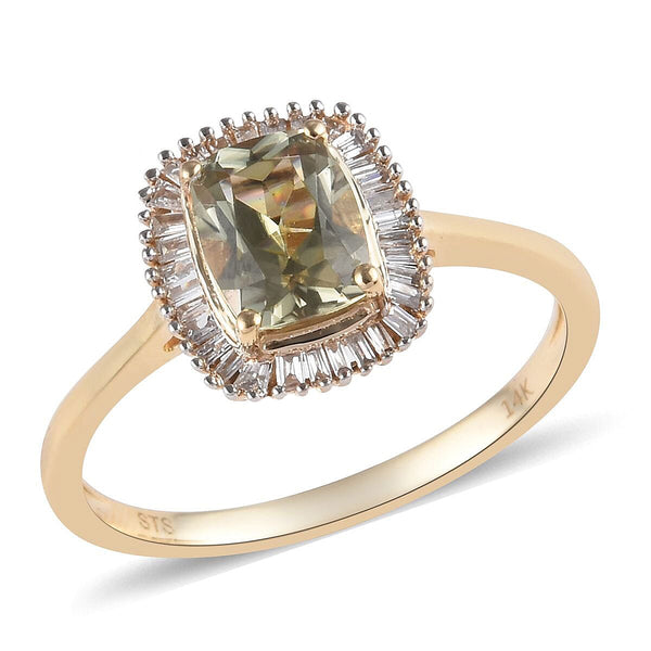 AAA Turkizite and Diamond G-H I3 1.80 ctw Ring in 14K Yellow Gold 2.40 Grams - Product card gallery slide 1 (9431088660735)