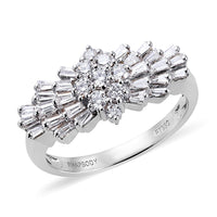 RHAPSODY IGI Certified 950 Platinum Diamond E-F VS2 Cluster Ring 6.50 Grams 1.00 ctw