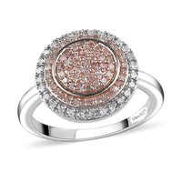 0.50 ctw Natural Pink Diamond, Diamond Ring in Rhodium & Platinum Over Sterling Silver