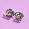 Natural Champagne Diamond Stud Earrings with Push Back in Platinum Over Sterling Silver 0.50 ctw - Sticky add to cart bar