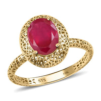 MIRAGE COLLECTION Premium Niassa Ruby (FF) Ring in 10K Yellow Gold 3.90 ctw