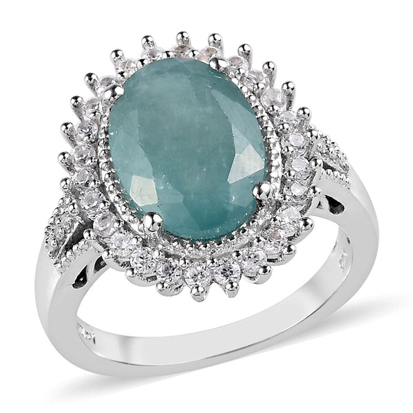 7.05 ctw Grandidierite and Zircon Ring in Platinum Over Sterling Silver (Size 10.0) - Product card gallery slide 1 (9431107895551)