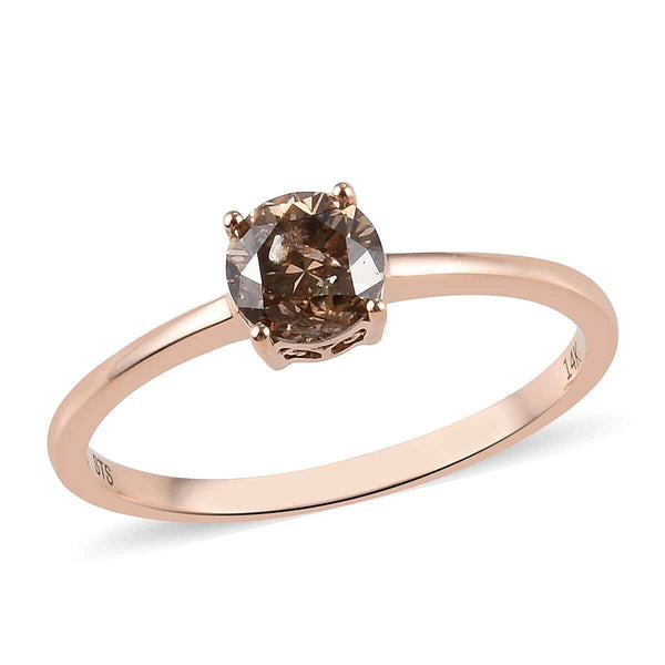 14K Rose Gold Natural Champagne Diamond Solitaire Ring (Size 7.0) 1.00 ctw - Product card gallery slide 1 (9431088922879)