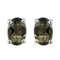 Bohemian Moldavite Stud Earrings in Platinum Over Sterling Silver 0.75 ctw - Sticky add to cart bar