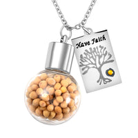 Mustard Seeds Glass Ball Charm Pendant Necklace 20 Inches in Stainless Steel