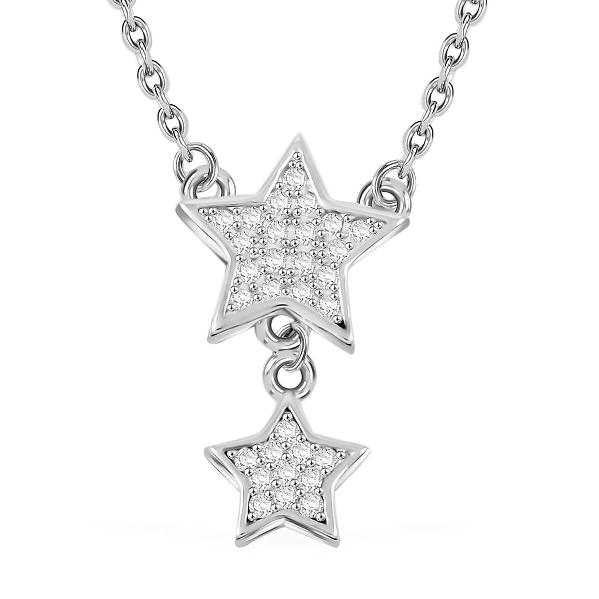 Elanza Simulated Diamond (0.65 Ct) Sterling Silver Necklace (Size 18 Adjustable) 0.65 ctw