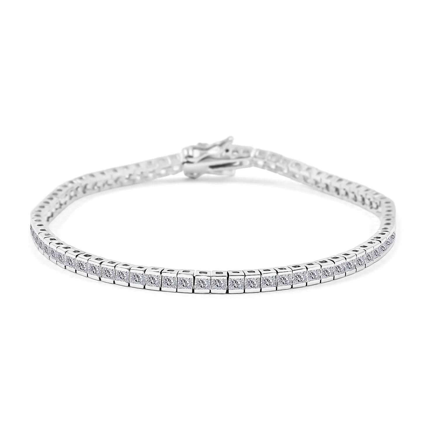 Elanza Simulated Diamond (8.64 Ct) Sterling Silver Bracelet (Size 7.25 In) 8.64 ctw