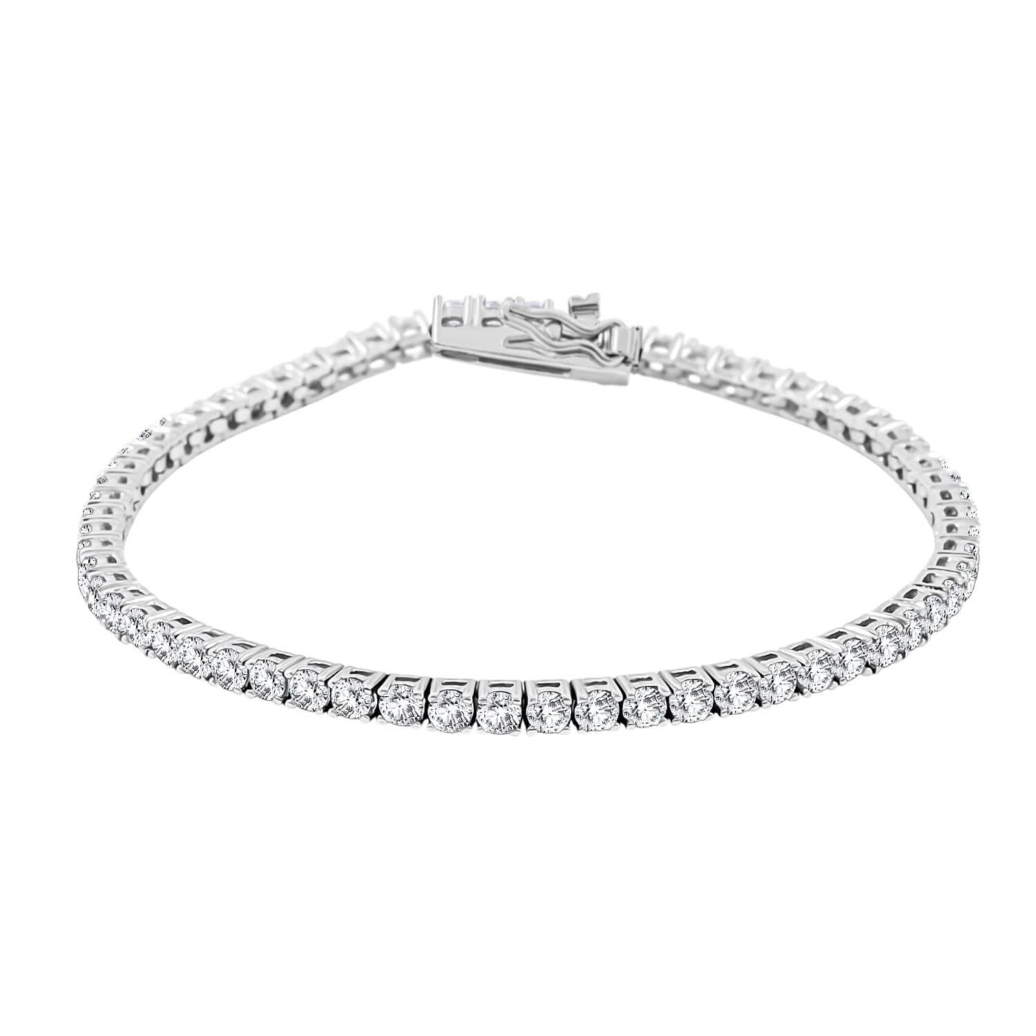 Elanza Simulated Diamond (6.93 Ct) Sterling Silver Bracelet (Size 7.25 In) 6.93 ctw