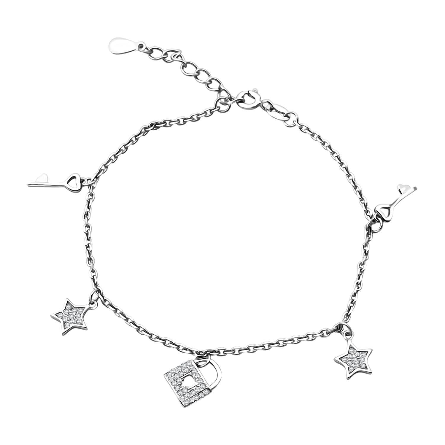 Elanza Simulated Diamond (0.74 Ct) Sterling Silver Bracelet (Size 7 Adjustable) 0.74 ctw