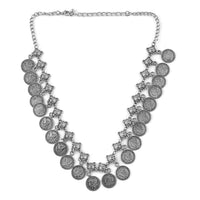 Coin Collection Coin Bib Necklace in Silvertone 20-22 Inches
