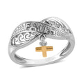Cross Charm Ring in Vermeil Yellow Gold and Platinum Over Sterling Silver 2.40 Grams - Sticky add to cart bar