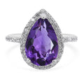 Lusaka Amethyst and White Zircon Halo Ring in Platinum Over Sterling Silver 6.40 ctw - Sticky add to cart bar