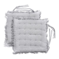 Set of 2 Red Wine Cotton Chair Pad with Fringes Filling (16x16x1.2)