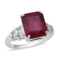9.38 ctw Niassa Ruby and White Topaz Ring in Platinum Over Sterling Silver (Size 10.0) - Sticky add to cart bar
