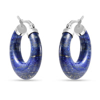 Green Aventurine Hoop Earrings in Stainless Steel 45.00 ctw