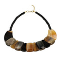 Multi Brown Genuine Buffalo Horn Scale Shape Necklace 18-20 Inches in Goldtone - Sticky add to cart bar